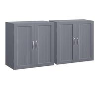 Yaheetech Lot de 2 Armoire Salle de Bains Murale, Meuble WC Suspendu, Etagère Hauteur Réglable, 2 Portes, Toilette/Cuisine/Salon Gris Foncé, 59,5 × 31 × 59,5 cm