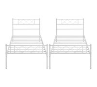 Yaheetech Lot de 2 Cadres de lit Modernes en métal avec sommier à Lattes, Cadre de Lits avec tête, lit Simple 90 x 190 cm, Blanc