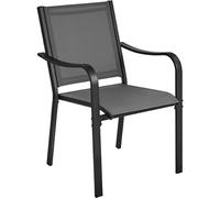 Yaheetech Lot de 2 Chaise de Jardin Extérieur Fauteuil de Jardin Empilable Chaises de Terrasse Chaises de Salle à Manger 56,5 L× 67 P × 86,5 cm pour Patio Balcon Terrasse Gris