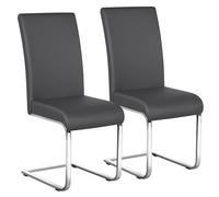 Yaheetech Lot de 2 Chaises de Salle à Manger en Similicuir Capacité 135kg Hauteur de Siège Rembourré 47cm Gris