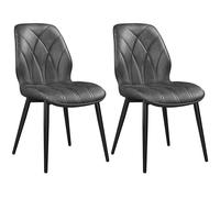 Yaheetech Lot de 2 Chaises de Salle à Manger en Similicuir Dossier Haut Design Pétales Chaises de Cuisine Rembourrées Pieds en Métal pour Salle à Manger Chambre à Coucher Bureau Gris Foncé