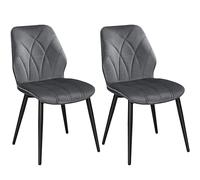 Yaheetech Lot de 2 Chaises de Salle à Manger en Velours Dossier Haut Design Pétales Chaises de Cuisine Rembourrées Pieds en Métal pour Salle à Manger Chambre à Coucher Bureau Gris Foncé