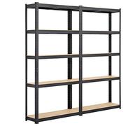 Yaheetech Lot de 2 Étagères de Garage 180 x 90 x 30 cm Meuble de Rangement Étagère d‘Atelier Charge Lourde avec Une Paire de Gants Atelier Cuisine Bricolage Noir