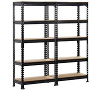 Yaheetech Lot de 2 Étagères de Rangement 150 x 70 x 30 cm sans Boulons Noir