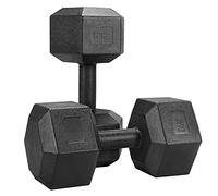 Yaheetech Lot de 2 Haltères Hexagone 2x5kg /7,5kg ou 10kg Dumbbell Musculation Fitness pour Homme et Femme en Fer et PVC Noir 10kg