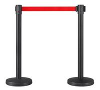 Yaheetech Lot de 2 Poteaux de Guidage de 2 m de Long avec système de Guidage Personnel, Barrière de Sécurité, poteaux de barrière Noir/Rouge pour Ecole Bar et Hôtel