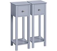 Yaheetech Lot de 2 Tables d'Appoint Console en Bois Bout de Canapé Haut Laqué 25 x 25 x 70 cm Table de Nuit pour Chambre Salon Entrée Gris