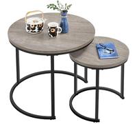 Yaheetech Lot de 2 Tables d'appoint, Tables Basses Gigogne Rondes Salon, Style Industriel, 40/60 cm, Cadre en Métal, Gris