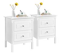 Yaheetech Lot de 2 Tables de Chevet 2 Tiroirs, Table de Nuit Chambre en Bois, Style Baroque Moderne, Table d'Appoint Salon 48 × 40 × 61 cm