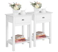 Yaheetech Lot de 2 Tables de Chevet Blanc Bois Table de Nuit Tables d'appoint avec Tiroir et étagère de Rangement pour Chambre Salon Bureau