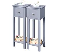 Yaheetech Lot de 2 Tables de téléphone Gris HBT : env. 70 x 25 x 25 cm Table d'appoint avec tiroir Table Console en Bois Table à Fleurs 70 cm de Haut