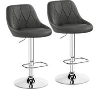 Yaheetech Lot de 2 Tabourets de Bar en Similicuir Hauteur Réglable de 86 cm à 107,5 cm Chaises de Bar Assise Pivotante Repose-Pied Carré Tabourets Hauts Cadre Métallique Galvanisé Gris Foncé