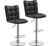 Yaheetech Lot de 2 Tabourets de Bar en Similicuir Réglables en Hauteur Chaises de Bar Assise Pivotante à 360° Tabourets de Cuisine pour Bar Salle à Manger Comptoir 50 × 43,5 × 92,5 cm 2/Noir