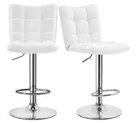 Yaheetech Lot de 2 Tabourets de Bar en Similicuir Réglables en Hauteur Chaises de Bar Assise Pivotante à 360° Tabourets de Cuisine pour Bar Salle à Manger Comptoir 50 × 43,5 × 92,5 cm 2/Blanc