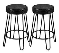 Yaheetech Lot de 2 Tabourets de Bar en Similicuir Tabourets de Cuisine Rond Moderne Tabouret Haut de Peitit Déjeuner pour Salon Salle à Manger Bistrot 47 x 47 × 67 cm Noir
