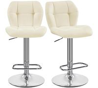 Yaheetech Lot de 2 Tabourets de Bar Réglables en Hauteur Modernes,Chaises de Bar en Similicuir et Métal,Tabouret Haut Capacité de Charge Maximale 136 kg,44 × 50,5 × 89 cm Beige