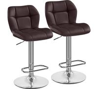 Yaheetech Lot de 2 Tabourets de Bar Réglables en Hauteur Modernes,Chaises de Bar en Similicuir et Métal,Tabouret Haut Capacité de Charge Maximale 136 kg,44 × 50,5 × 89 cm Brun