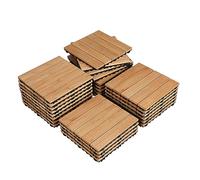 Yaheetech Lot de 27 Caillebotis Bois Exterieur Dalles de Terrasse en Bois Composite avec Système d’Emboîtement Revêtement de Sol Extérieur Intérieur 30 x 30 cm