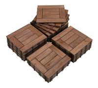Yaheetech Lot de 27 Dalles Clipsables de Terrasse 30 x 30 cm | Caillebotis en Bois Massif de Sapin Certifié FSC, Revêtement de Sol Extérieur Balcon, Veranda, Brun