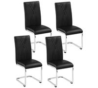 Yaheetech Lot de 4 Chaises Cantilevers Chaises de Salle à Manger en Similicuir Chaises de Cuisine avec Pieds Métalliques Haut Dossier Design Contemporain pour Salon Bureau Chambre Noir