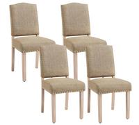 Yaheetech Lot de 4 Chaises de Salle à Manger à Haut Dossier Chaises de Cuisine Pieds en Bois Massif Design Classique avec Boutons Bronzés Fauteuils et Chaises pour Salon Sièges Rembourrés Kaki