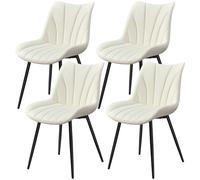 Yaheetech Lot de 4 Chaises de Salle à Manger avec Dossier Chaise de Cuisine Rétro Assise en Velours et Pieds en Métal Beige
