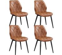 Yaheetech Lot de 4 Chaises de Salle à Manger Dossier Ergonomique Chaises de Cuisine Moderne Assise en Similicuir Bien Rembourrée Chaises de Chambre Cadre en Métal 58,5 × 44 × 82 cm Brun Rustique