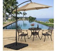 Yaheetech Lot de 4 Dalles carrées de Parasol Lestage Pieds Base pour Parasol déporté avec Poignée 50 × 50 × 7,5 cm Noir