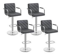 Yaheetech Lot de 4 Tabourets de Bar avec Accoudoirs Réglables en Hauteur Siège Rotatif sur 360°, Chaises de Bar en Similicuir Pied en Métal, Tabouret Haut Moderne pour Bar Salle à Manger Gris Foncé