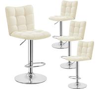 Yaheetech Lot de 4 Tabourets de Bar en Similicuir Réglables en Hauteur Chaises de Bar Assise Pivotante à 360° Tabourets de Cuisine pour Bar Cuisine Restaurant 50 × 43,5 × 92,5 cm Beige
