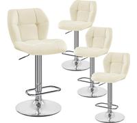 Yaheetech Lot de 4 Tabourets de Bar Réglables en Hauteur Modernes,Chaises de Bar en Similicuir et Métal,Tabouret Haut Capacité de Charge Maximale 136 kg,44 × 50,5 × 89 cm Beige