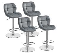 Yaheetech Lot de 4 Tabourets de Bar Réglables en Hauteur Modernes,Chaises de Bar en Velours,Tabouret Haut Pivotant à 360°,Capacité de Charge Maximale 136 kg,44 × 50,5 × 89 cm Gris Foncé