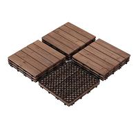 Yaheetech Lot de 55 Dalles de Terrasse Clipsable 30 cm × 30 cm, Dalles de Jardin en Bois de Sapin Convient pour 5 mètre carré, pour Intérieur Extérieur Patio Balcon Piscine 55 pièces