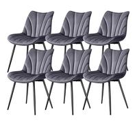 Yaheetech Lot de 6 Chaises de Salle à Manger avec Dossier Chaise de Cuisine Rétro Assise en Velours et Pieds en Métal Gris Foncé