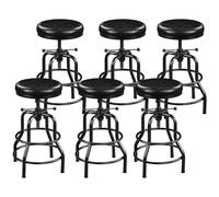 Yaheetech Lot de 6 Tabouret de Bar Industriel en Similicuir Tabouret Haut Rond Réglable en Hauteur avec Deux Repose-Pieds Chaise de Cuisine avec Cadre en Métal pour Cuisine Restaurant Bistrot Noir