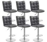 Yaheetech Lot de 6 Tabourets de Bar en Similicuir Réglables en Hauteur Chaises de Bar Assise Pivotante à 360° Tabourets de Cuisine pour Bar Salle à Manger Comptoir 50 × 43,5 × 92,5 cm Gris
