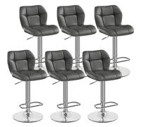 Yaheetech Lot de 6 Tabourets de Bar Réglables en Hauteur Modernes,Chaises de Bar en Similicuir et Métal,Tabouret Haut Capacité de Charge Maximale 136 kg,44 × 50,5 × 89 cm Gris
