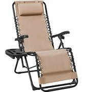 Yaheetech Lot de2 Chaise Longue Pliante Zéro Gravité Inclinable 114kg Beige