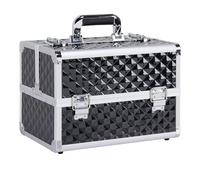 Yaheetech Malette de Maquillage Professionnelle Malette Onglerie Coffret Cosmétique Boîte à Outils Rangement avec Clé Cadre en Aluminium 34,7 x 22,2 x 25 cm Noir