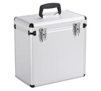 Yaheetech Mallette de Rangement pour Disques Vinyles de 33 Tours pour Collection de DJ avec Fermeture à Clé, Argent