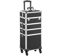 Yaheetech Mallette Maquillage à Roulettes Vanity Détachable 4 en 1 Aluminium Trolley Comestique Professionnel Noir