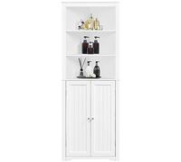 Yaheetech Meuble/Armoire Rangement Salle de Bain, Meuble d'angle Toilette Haute Blanche avec Placards Tablettes Réglables et 3 Étagères 60 x 31,5 x 163 cm Salon Chambre Cuisine