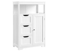 Yaheetech Meuble/Commode de Salle de Bain en Bois, 55,5 x 29,5 x 86,5 cm, avec 3 Tiroirs, 1 Placard, 1 Compartiment Ouvert, Salon, Cuisine, Couloir Blanc