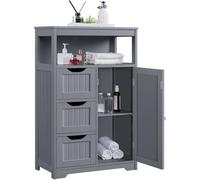 Yaheetech Meuble de Salle de Bain avec Tiroir et Etagère Réglable, Buffet Multi-Usage avec Porte, Organisateur de Rangement, Meuble de Rangement pour Salon Toilette Gris Foncé