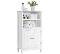 Yaheetech Meuble de Salle de Bain, Meuble de Rangement, 2 Étagères, Armoire Planche Réglable en Hauteur, Salon, Cuisine, Couloir, Profond 50 x 30 x 92,5 cm Blanc