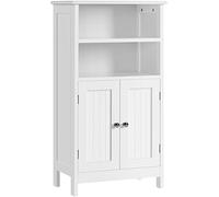 Yaheetech Meuble de Salle de Bain, Meuble de Rangement, 2 Étagères, Armoire Planche Réglable en Hauteur, Salon, Cuisine, Couloir, Profond 50 x 30 x 92,5 cm Blanc