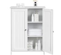 Yaheetech Meuble de Salle de Bain, Placard de Rangement avec 2 Portes, 2 Étagères Réglables Meuble de Rangement Chambre Salon Entrée 60 x 30 x 80 cm Blanc