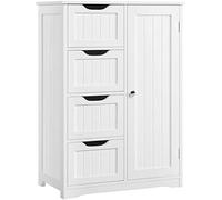 Yaheetech Meuble Rangement, Armoire avec 4 Tiroirs/1 Porte/Etagère Réglable pour Salle de Bain/Salon/Cuisine/Chambre/Toilette 66 × 35 × 90 cm/Blanc