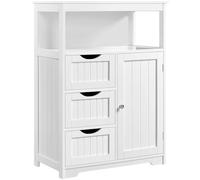 Yaheetech Meuble Salle de Bain, Colonne Salle de Bain, Armoire de Rangement avec 3 Tiroirs et 1 Placard, 66 × 35 × 90 cm, Commode en Bois Blanc Grande