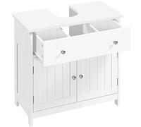 Yaheetech Meuble sous Lavabo Salle de Bain Armoire de Rangement pour Vasque avec Tiroir et 2 Portes en MDF Anti-humidité Meuble de Rangement 60 × 30 × 60 cm Blanc